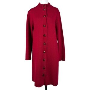 Orvis River Road Shetland Wool Long Cardigan Womens S Red Sweater Duster